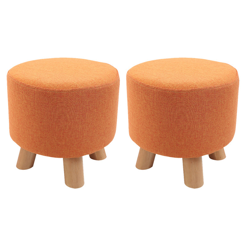 Trendy Cotton Blend Ottoman Plain Round Indoor Footstool Ottoman