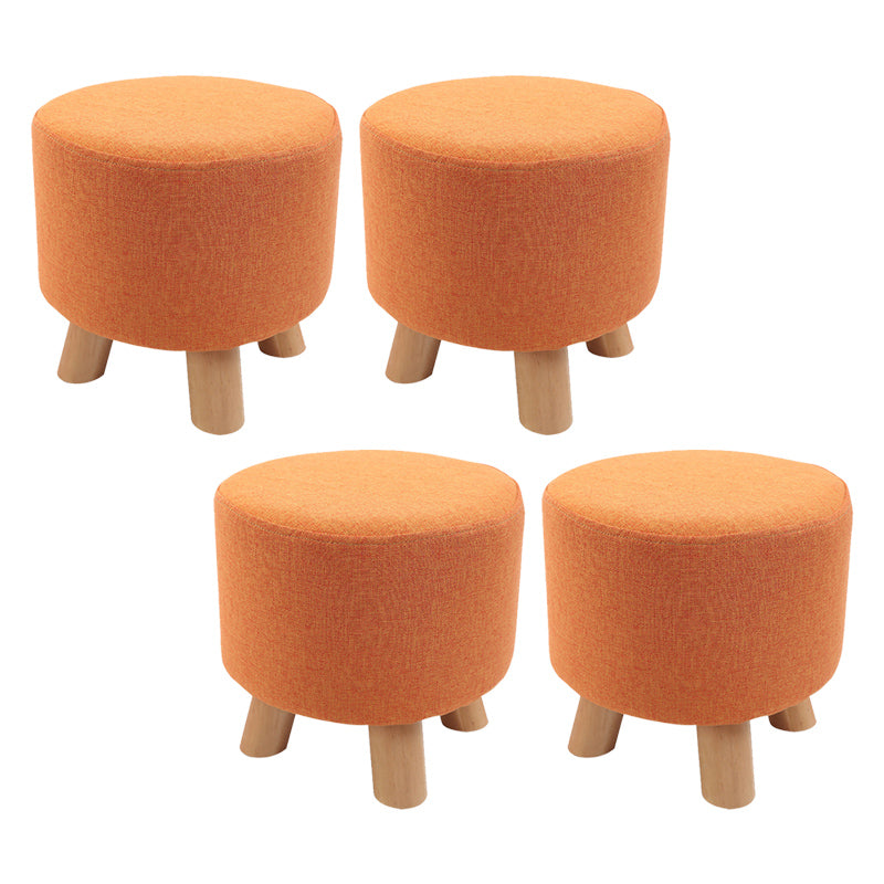 Trendy Cotton Blend Ottoman Plain Round Indoor Footstool Ottoman