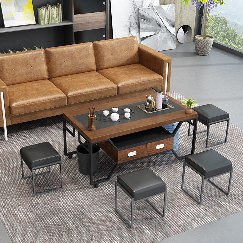 Modern Faux Leather Ottoman Pure Color Waterproof Rectangle Chair Ottoman