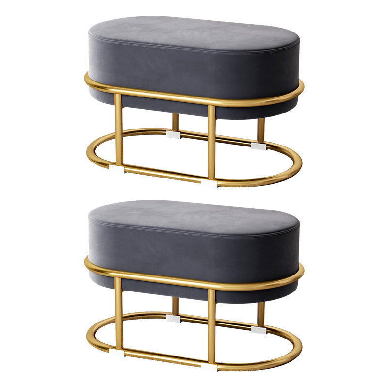 Glam Velvet Boucle Pouf Plain Oval Metal Frame Tear Resistant Ottoman Footrest