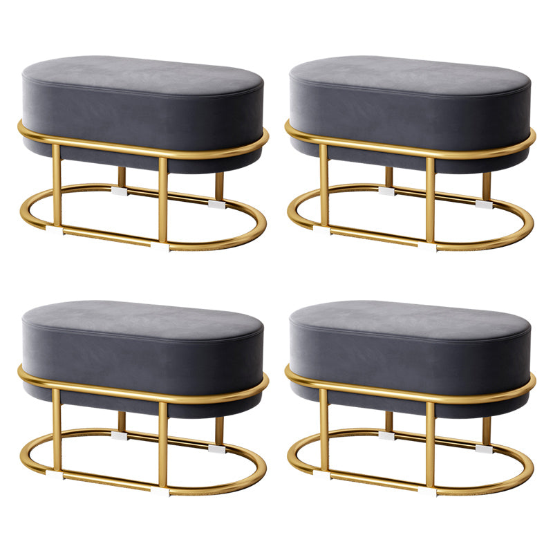 Glam Velvet Boucle Pouf Plain Oval Metal Frame Tear Resistant Ottoman Footrest