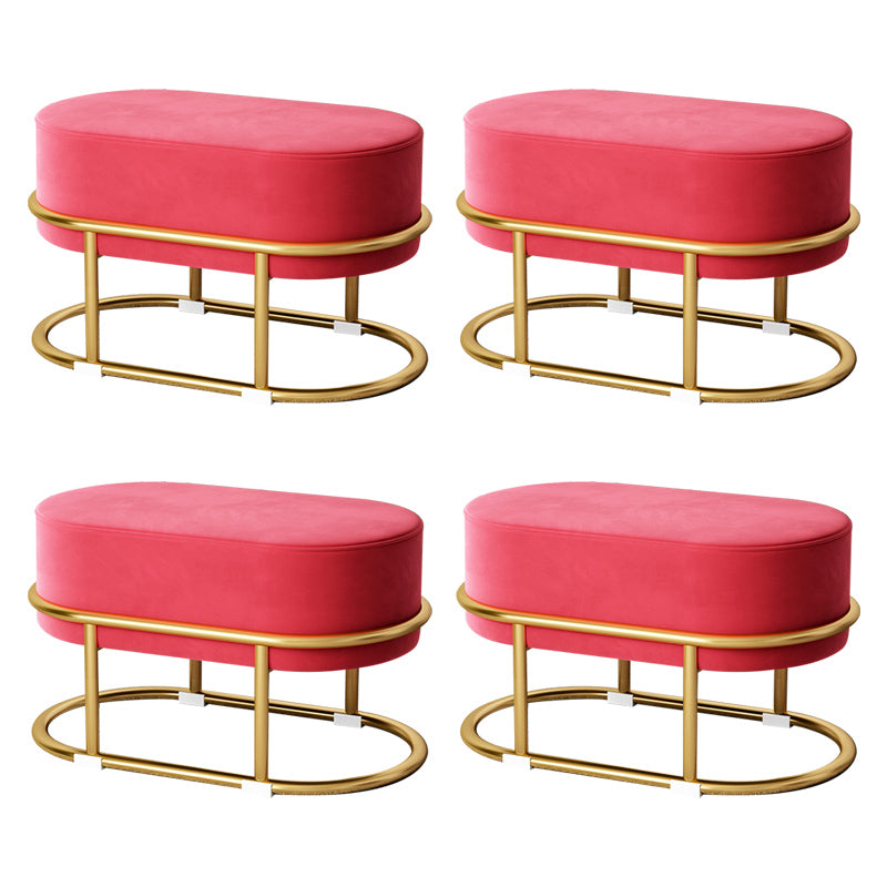 Glam Velvet Boucle Pouf Plain Oval Metal Frame Tear Resistant Ottoman Footrest