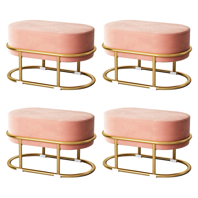 Glam Velvet Boucle Pouf Plain Oval Metal Frame Tear Resistant Ottoman Footrest