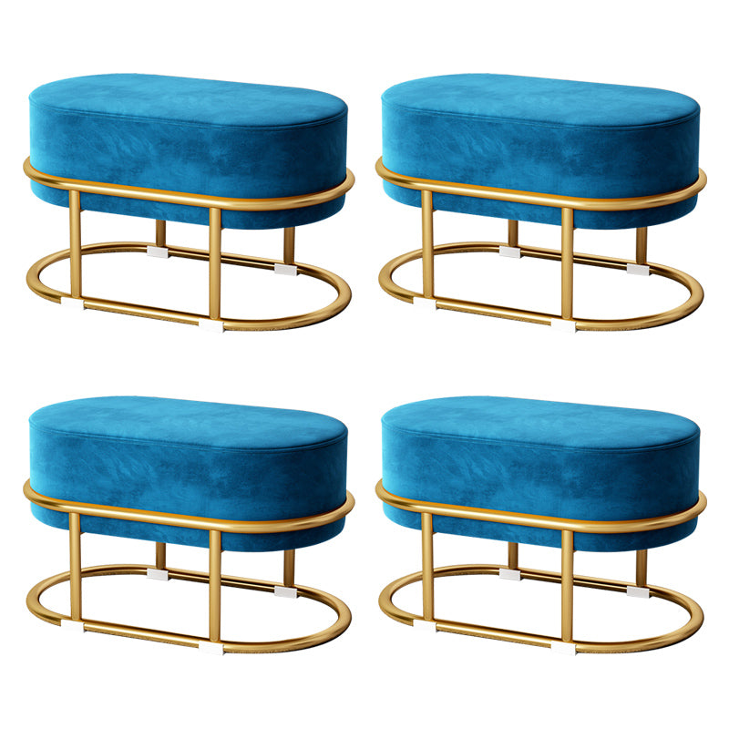 Glam Velvet Boucle Pouf Plain Oval Metal Frame Tear Resistant Ottoman Footrest