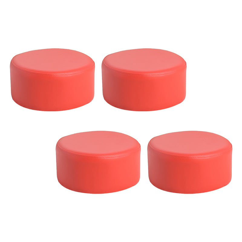 Pink Water Resistant Standard Round Solid Color PVC Modern Pouf