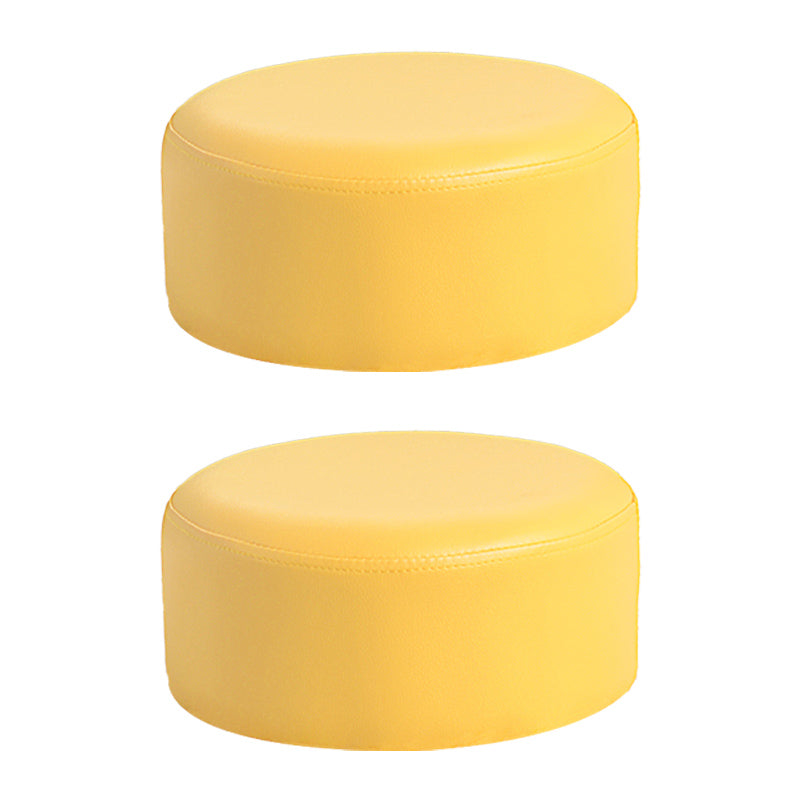 Pink Water Resistant Standard Round Solid Color PVC Modern Pouf