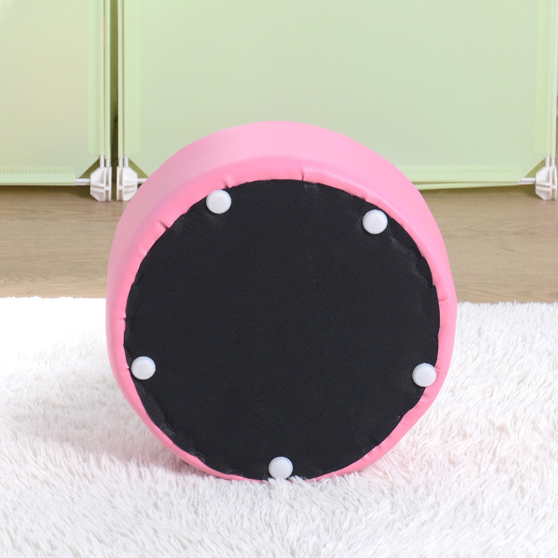 Pink Water Resistant Standard Round Solid Color PVC Modern Pouf