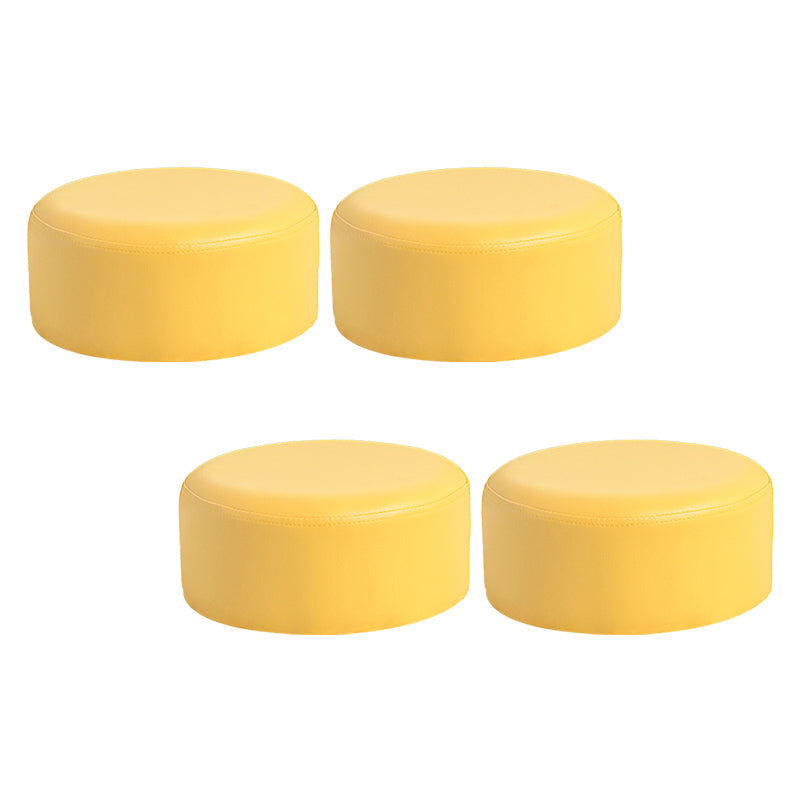 Pink Water Resistant Standard Round Solid Color PVC Modern Pouf