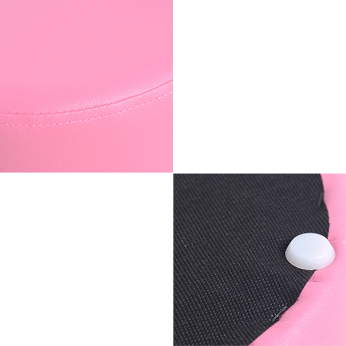 Pink Water Resistant Standard Round Solid Color PVC Modern Pouf