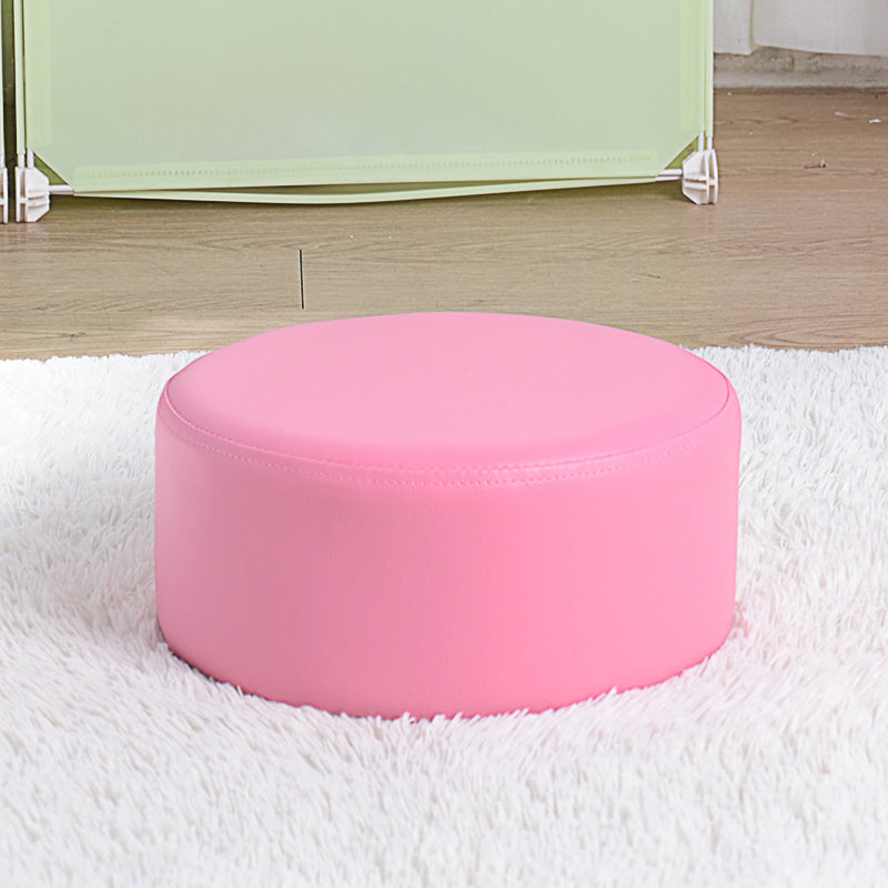 Pink Water Resistant Standard Round Solid Color PVC Modern Pouf