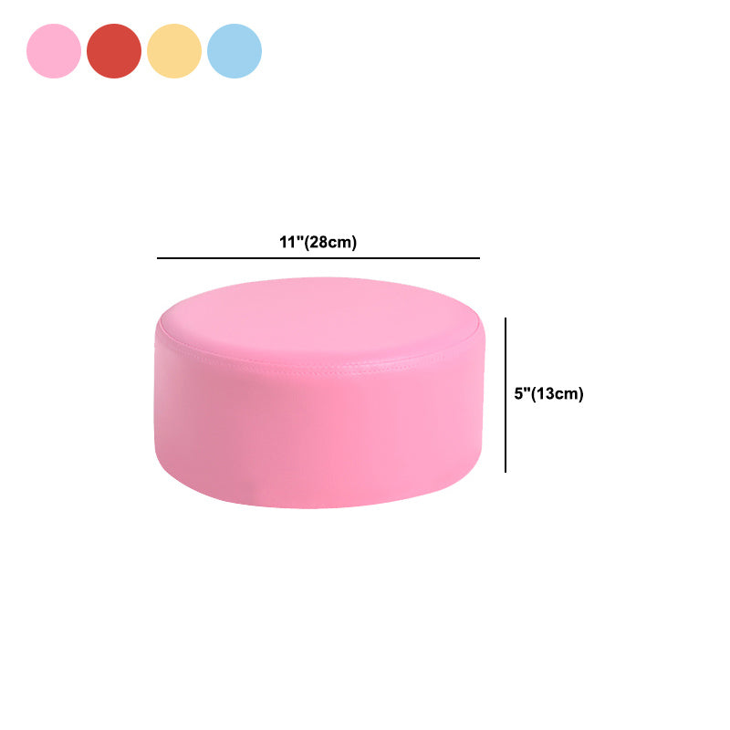Pink Water Resistant Standard Round Solid Color PVC Modern Pouf