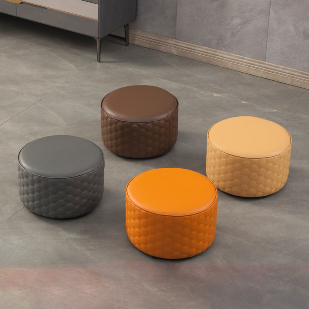 Hexagonal Pattern Water Resistant Standard Modern Orange for Drawing Room