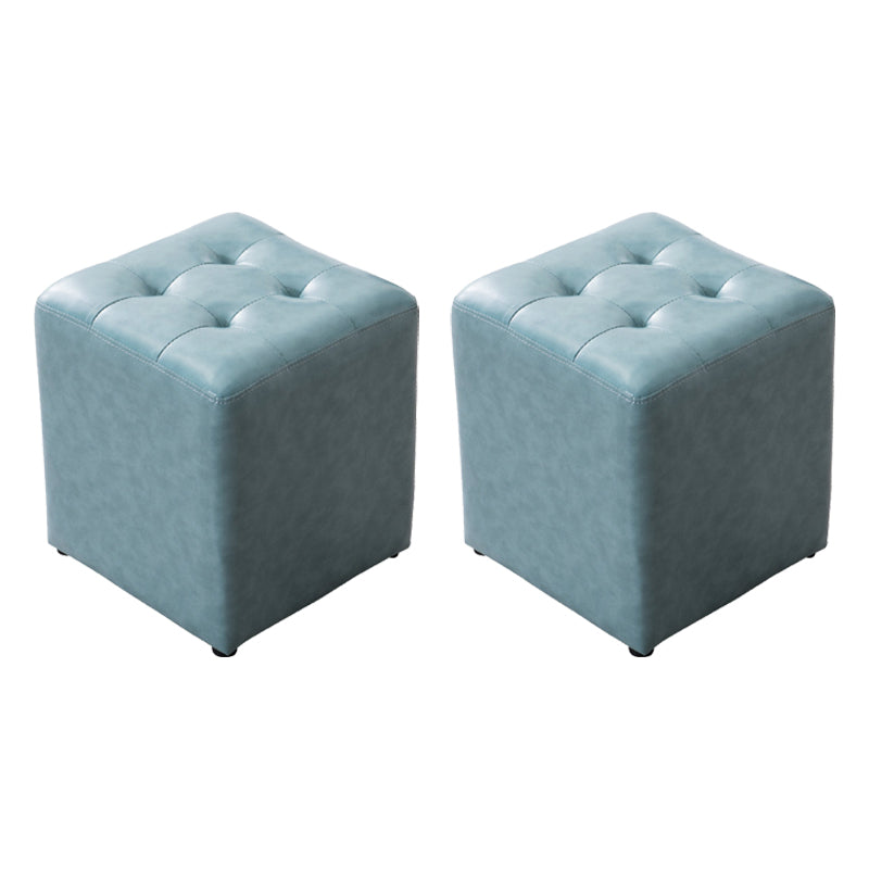 Water Resistant Cube Ottoman Square Mid-Century Modern Genuine Leather Ottoman