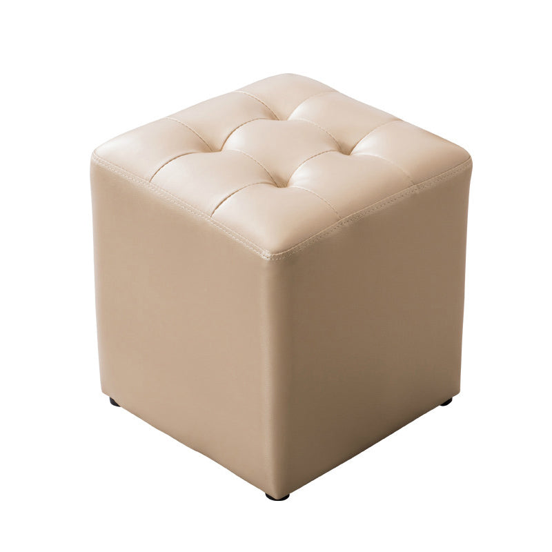 Water Resistant Cube Ottoman Square Mid-Century Modern Genuine Leather Ottoman