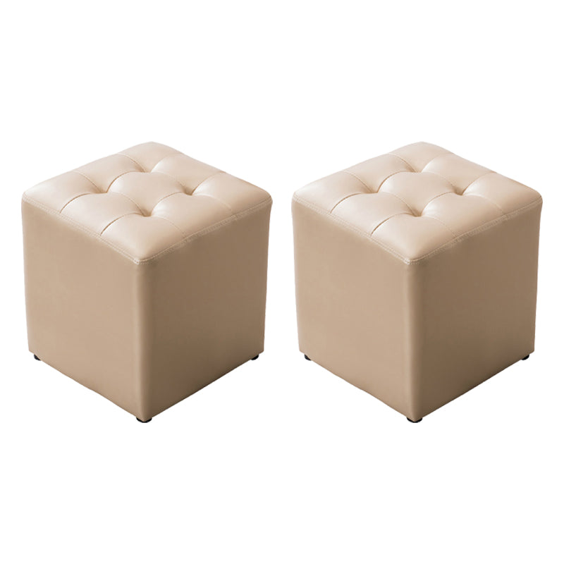 Water Resistant Cube Ottoman Square Mid-Century Modern Genuine Leather Ottoman
