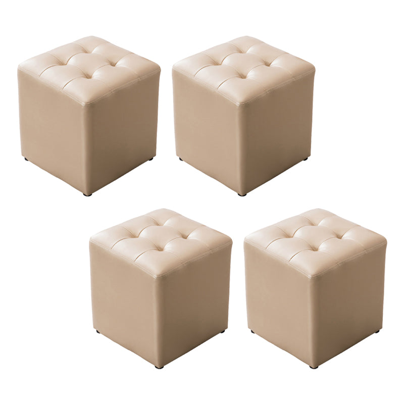 Water Resistant Cube Ottoman Square Mid-Century Modern Genuine Leather Ottoman