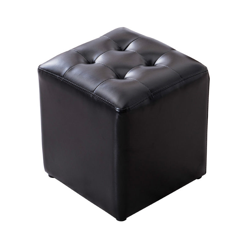 Water Resistant Cube Ottoman Square Mid-Century Modern Genuine Leather Ottoman