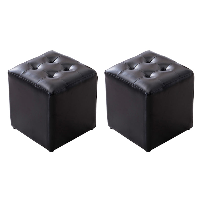 Water Resistant Cube Ottoman Square Mid-Century Modern Genuine Leather Ottoman
