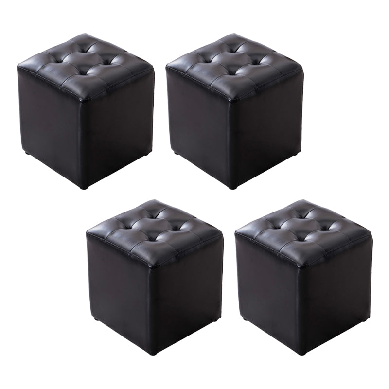 Water Resistant Cube Ottoman Square Mid-Century Modern Genuine Leather Ottoman
