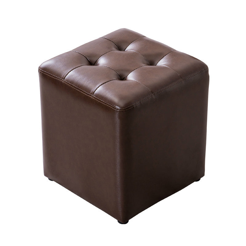 Water Resistant Cube Ottoman Square Mid-Century Modern Genuine Leather Ottoman