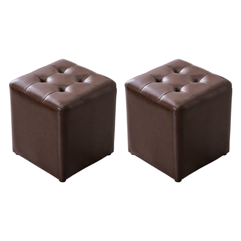 Water Resistant Cube Ottoman Square Mid-Century Modern Genuine Leather Ottoman