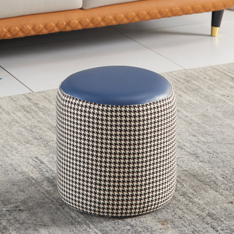 Modern Contrast Color Boucle Pouf Cylinder Shape Cotton Scratch Fool Stool Ottoman