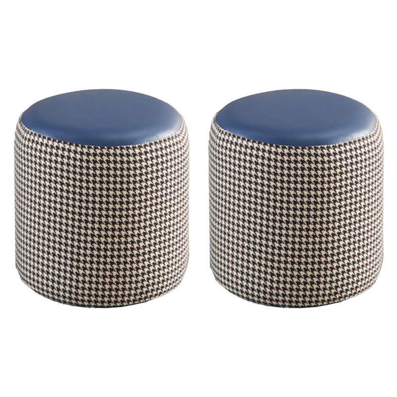 Modern Contrast Color Boucle Pouf Cylinder Shape Cotton Scratch Fool Stool Ottoman