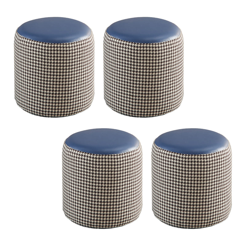 Modern Contrast Color Boucle Pouf Cylinder Shape Cotton Scratch Fool Stool Ottoman