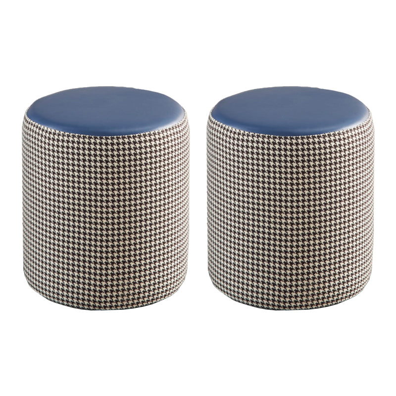 Modern Contrast Color Boucle Pouf Cylinder Shape Cotton Scratch Fool Stool Ottoman