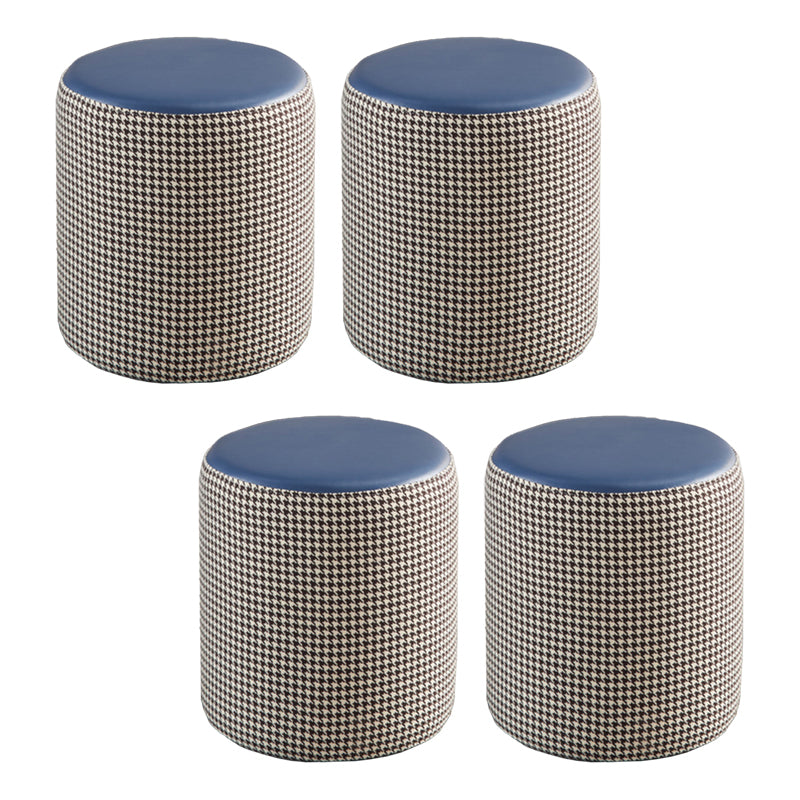 Modern Contrast Color Boucle Pouf Cylinder Shape Cotton Scratch Fool Stool Ottoman