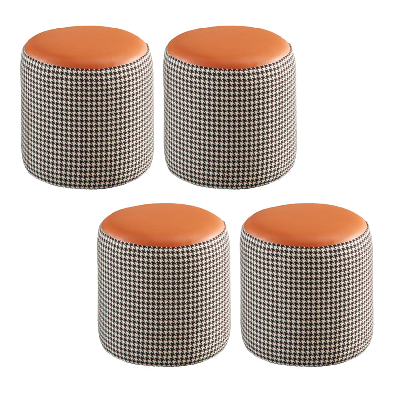 Modern Contrast Color Boucle Pouf Cylinder Shape Cotton Scratch Fool Stool Ottoman
