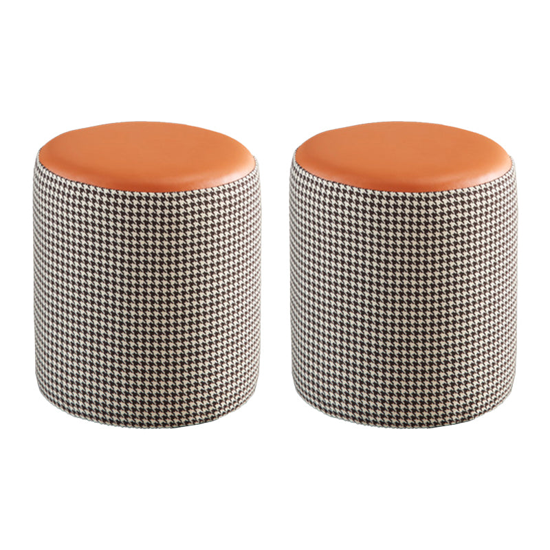 Modern Contrast Color Boucle Pouf Cylinder Shape Cotton Scratch Fool Stool Ottoman