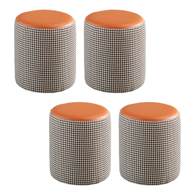 Modern Contrast Color Boucle Pouf Cylinder Shape Cotton Scratch Fool Stool Ottoman