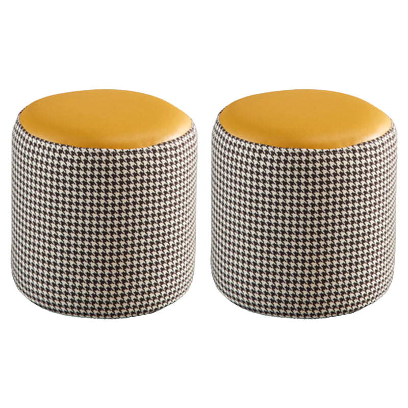 Modern Contrast Color Boucle Pouf Cylinder Shape Cotton Scratch Fool Stool Ottoman
