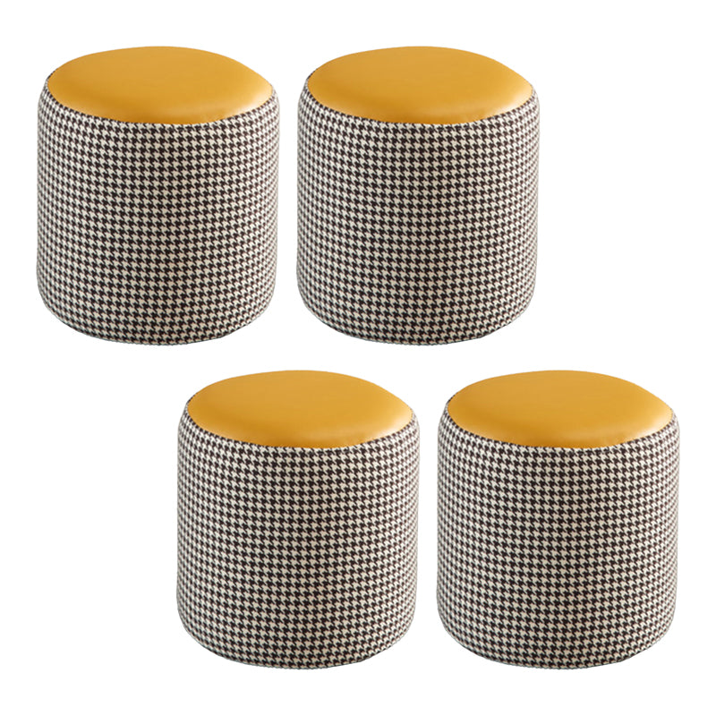 Modern Contrast Color Boucle Pouf Cylinder Shape Cotton Scratch Fool Stool Ottoman