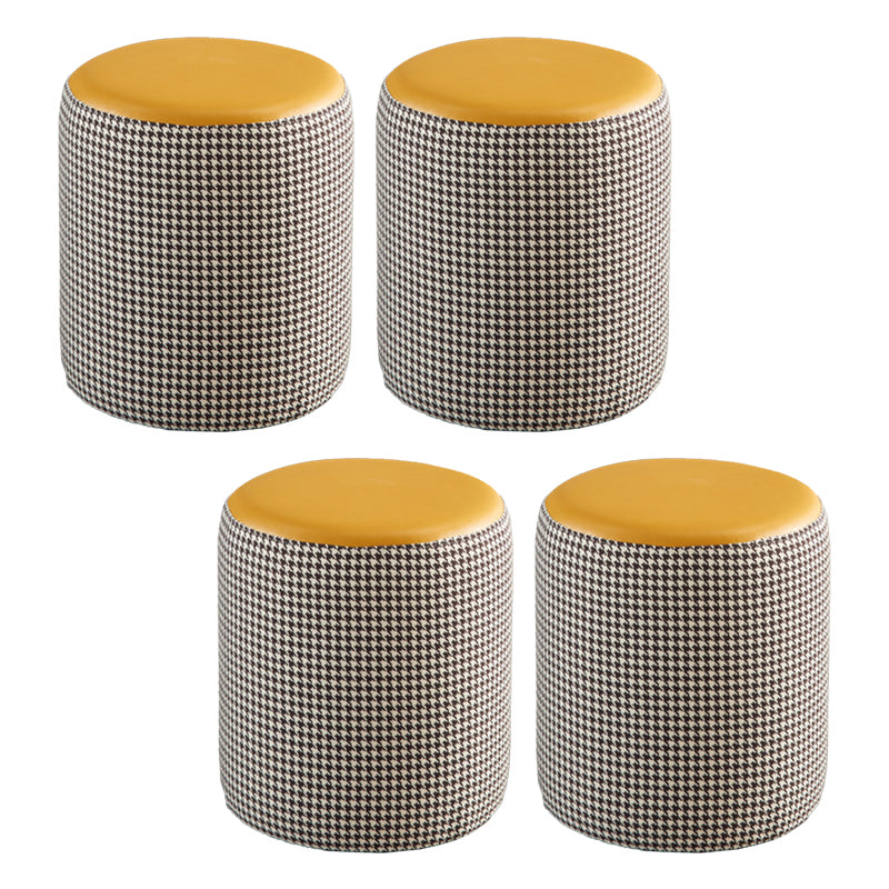 Modern Contrast Color Boucle Pouf Cylinder Shape Cotton Scratch Fool Stool Ottoman