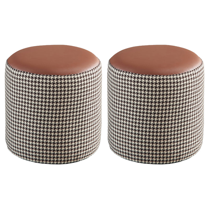 Modern Contrast Color Boucle Pouf Cylinder Shape Cotton Scratch Fool Stool Ottoman