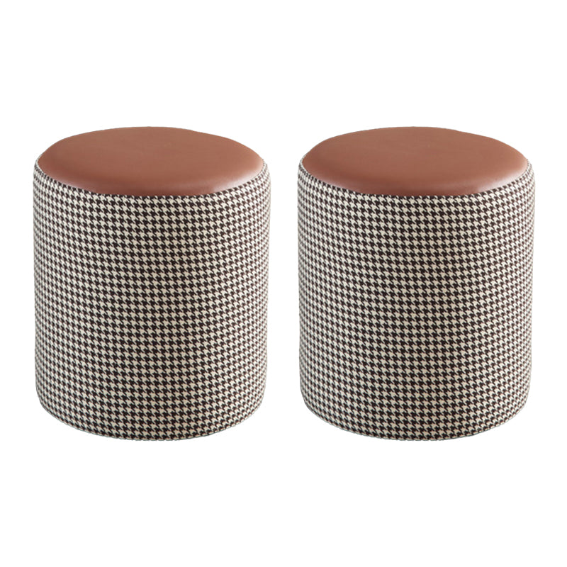 Modern Contrast Color Boucle Pouf Cylinder Shape Cotton Scratch Fool Stool Ottoman