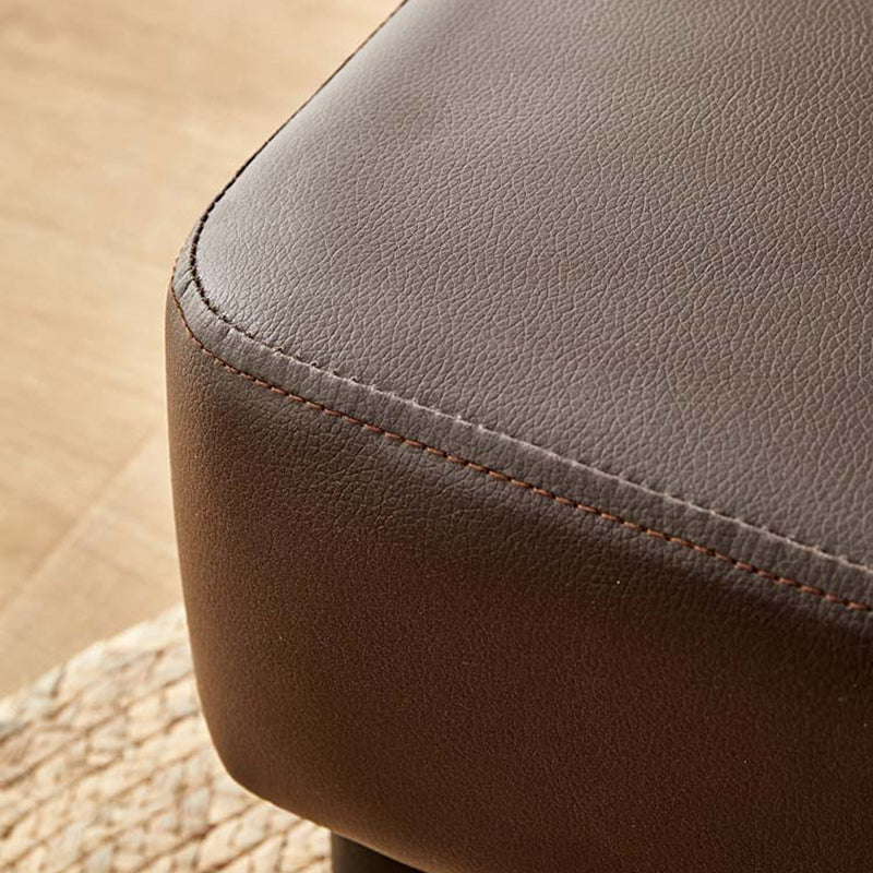 Contemporary Ottoman Solid Color Water Resistant Leather Rectangle Footstool Ottoman