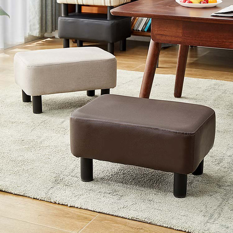 Contemporary Ottoman Solid Color Water Resistant Leather Rectangle Footstool Ottoman
