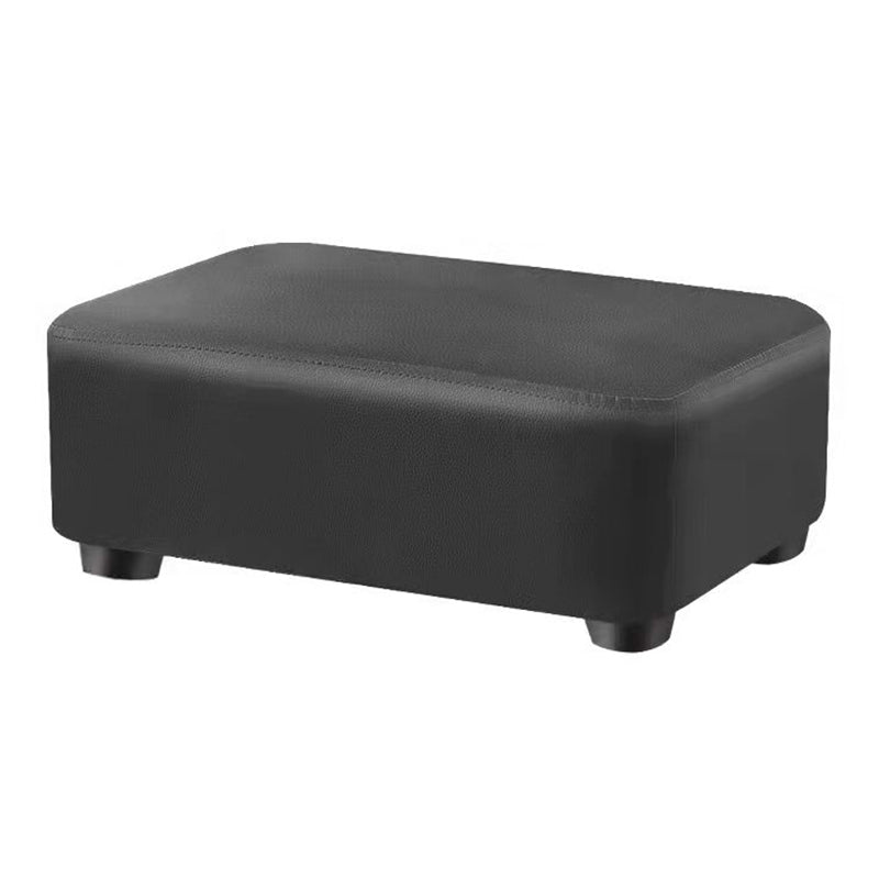 Contemporary Ottoman Solid Color Water Resistant Leather Rectangle Footstool Ottoman