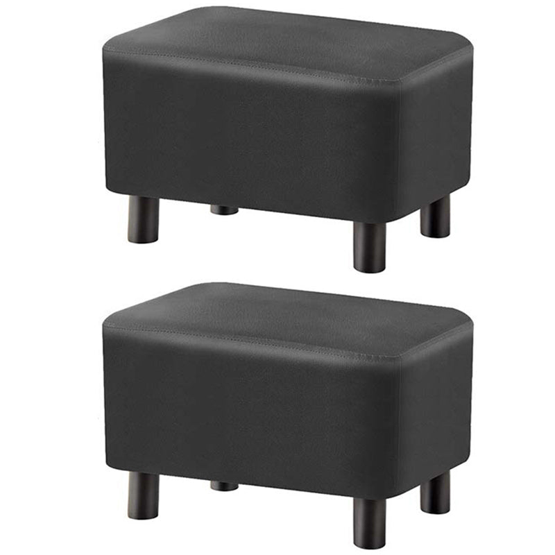 Contemporary Ottoman Solid Color Water Resistant Leather Rectangle Footstool Ottoman