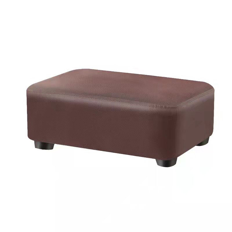 Contemporary Ottoman Solid Color Water Resistant Leather Rectangle Footstool Ottoman
