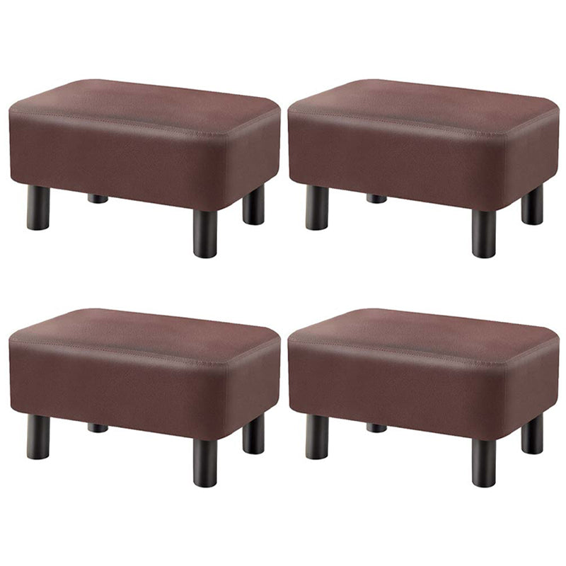 Contemporary Ottoman Solid Color Water Resistant Leather Rectangle Footstool Ottoman