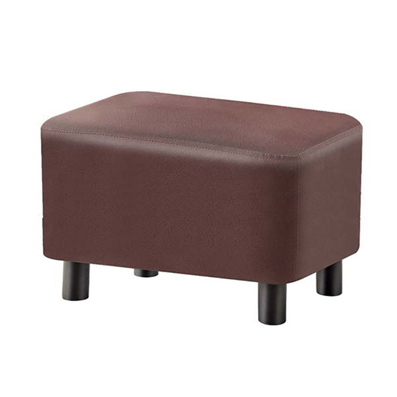 Contemporary Ottoman Solid Color Water Resistant Leather Rectangle Footstool Ottoman