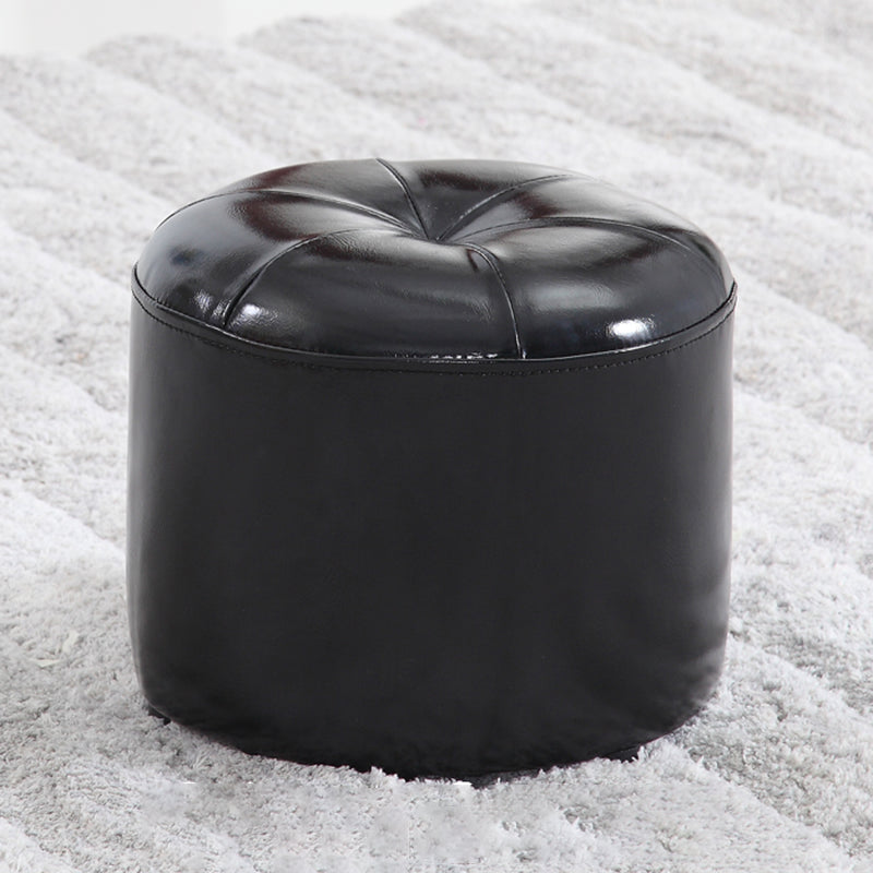 Ottoman Round Faux Leather Contrast Color Contemporary Indoor Standard Ottoman