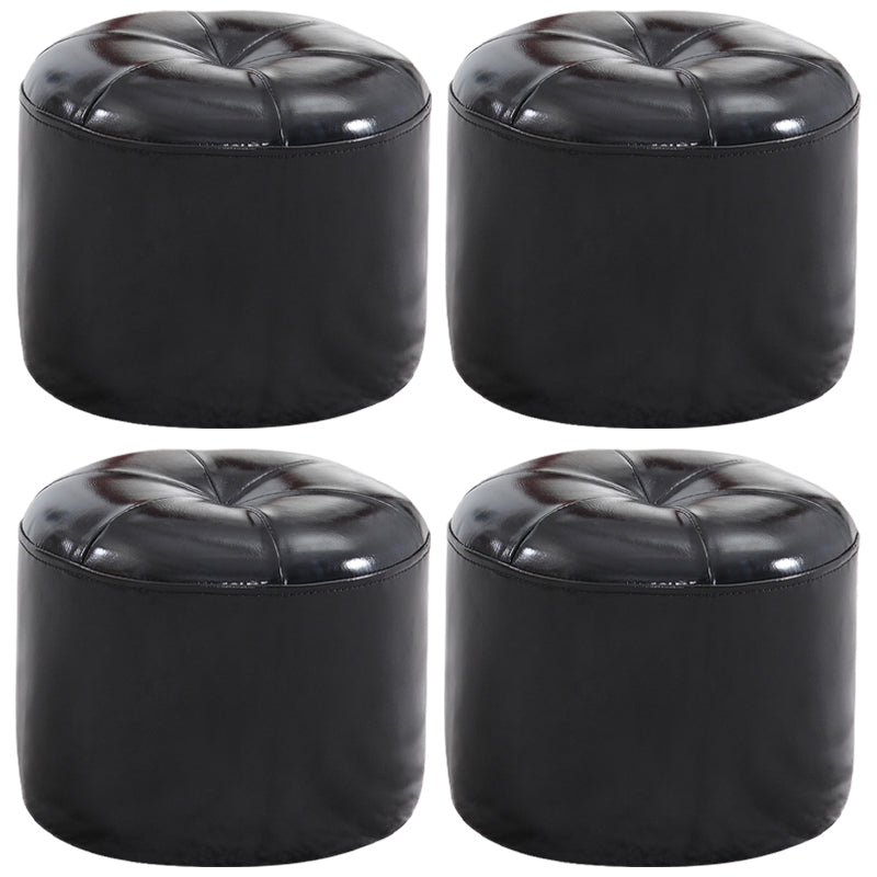 Ottoman Round Faux Leather Contrast Color Contemporary Indoor Standard Ottoman