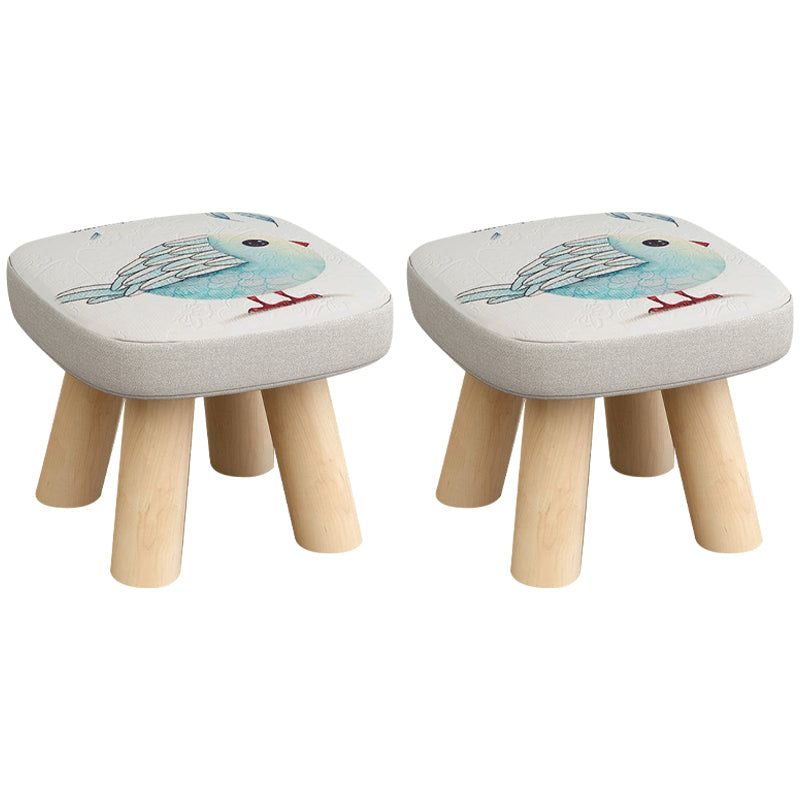 Linen Ottoman Animal Print with Four Legs Scratch Resistant Modern Square Cube Ottoman