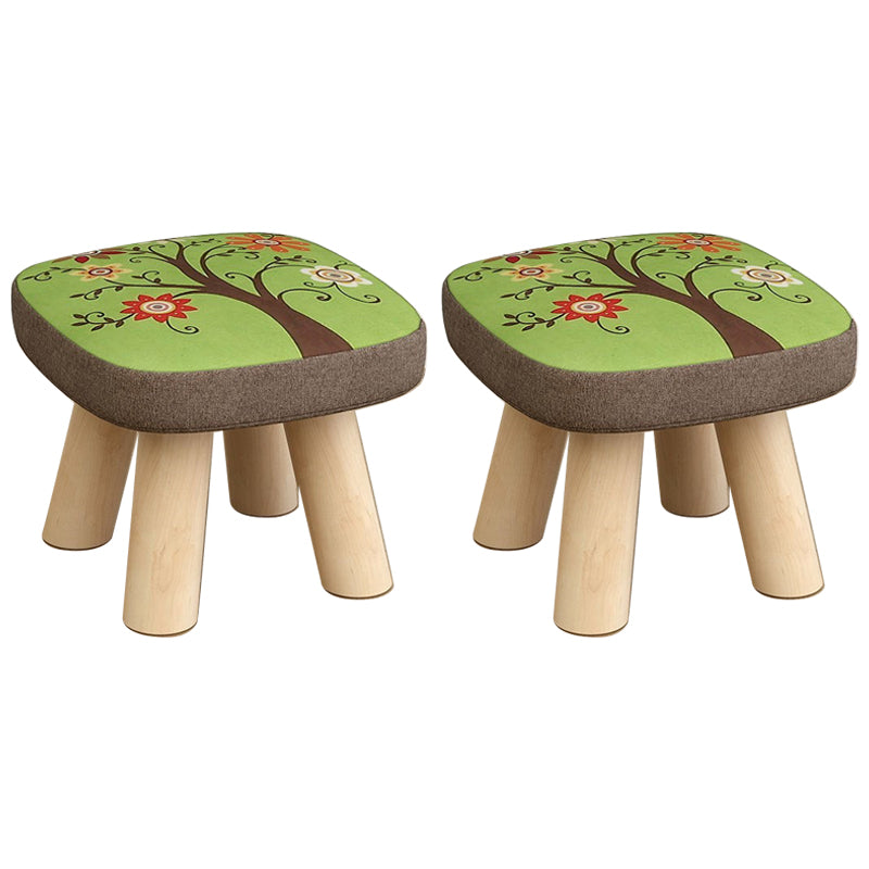 Linen Ottoman Animal Print with Four Legs Scratch Resistant Modern Square Cube Ottoman