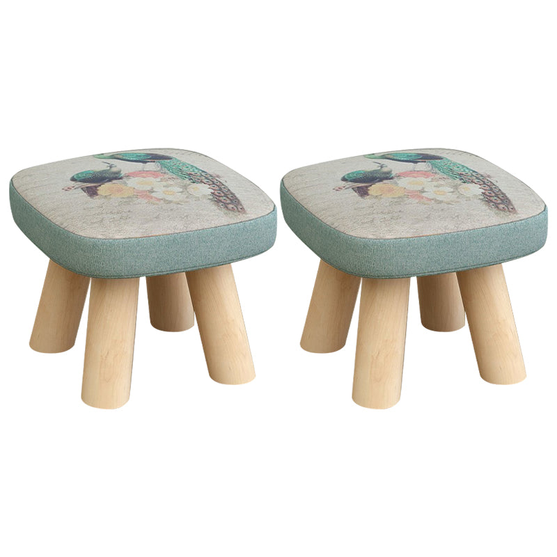 Linen Ottoman Animal Print with Four Legs Scratch Resistant Modern Square Cube Ottoman